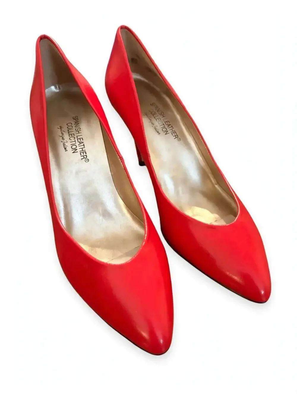 Sergio Zelcer Spanish Leather Red Leather Pointed Toe  Heel Pumps Size 6.5 N